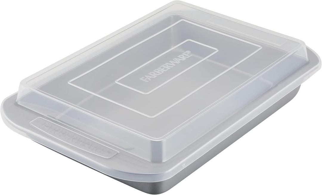 Farberware Nonstick Bakeware Baking Pan With Lid / Nonstick Cake Pan With Lid, Rectangle - 9 Inch x 13 Inch, Gray