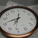 Bernhard Products Large Wall Clock 16 Inch Silent Non Ticking Movement Quartz Battery Operated Round Easy to Read Decorative Classic Brown Home/Kitchen/Office/Classroom/School Clocks, Black Numbers