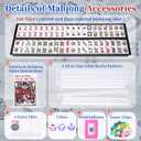 American Mahjong Set - 166 Premium Melamine Engraved Tiles, 4 All-in-One Clear Racks with Pushers, Blue Portable Travel Bag & Accessories, Mahjong Starter Kit for Beginners,Travel & Casual Gatherings