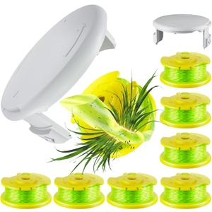 10 Pcs AC80RL3 Replacement Trimmer String Compatible with Ryobi One Plus+, 0.080 Diameter String Trimmer Refll and AC14HCA Cover Cap for 18v, 24v, and 40v Cordless Trimmers(8 Spools+2 Caps)