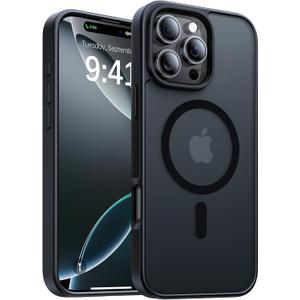 Magnetic for iPhone 16 Pro Case, [Compatible with MagSafe][Military-Grade Drop Protection][Anti-Yellowing] Shockproof Protective Translucent Matte Cover for iPhone 16 Pro Phone Case,Black