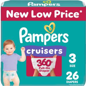 Pampers Cruisers 360 Diapers - Size 3, 26 Count, Pull-On Disposable Baby Diapers, Gap-Free Fit