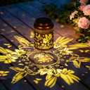 2 x Solar Lanterns Outdoor Waterproof Hummingbird, KagoLing Birthday Gifts for Women Mom Grandma, Garden Decor Hanging Solar Lights Outdoor Metal Lantern Decoration Outside for Yard, Patio, Backyard