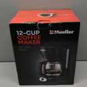Mueller 12-Cup Drip Coffee Maker - Borosilicate Carafe, Auto-Off, Reusable Filter, Anti-Drip, Keep-Warm Function, Clear Water Level Window Coffee Machine, Kitchen Essentials & Accessories (Black)