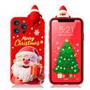 Yzniyzce Red Christmas Case for iPhone 15 Pro Max, Silicone Cover with Lovely 3D Doll Cute Patterns Design Shockproof Soft TPU Cartoon Xmas Present Cases for iPhone 15 Pro Max 6.7", Santa Claus