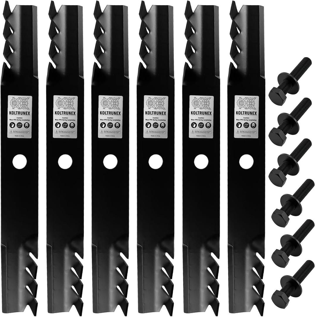 Mower Mulching Blades for Exmark and Toro 140-1241 140-1240 94-808 60" Z-Master and Grandstand Commercial Mowers with Bolts and Washers 6 PCS | mulching blades with bolts and washes