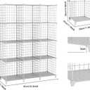 12-Cube Storage Organizer, Metal Wire Cube Shelving Unit, 11.8" L x 11.8" W x 11.8" H, Modular Grid Bookshelf for Closet, Bedroom, Office, White ATTJL12W