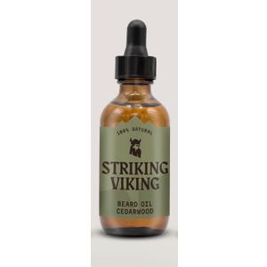 Striking Viking Beard Oil for Men - 2 Fl Oz, Cedarwood Scent - Naturally Derived Conditioner with Almond, Tea Tree, Argan & Jojoba Oil for Beard Growth, Softening & Moisturizing