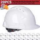 Leumoi 20 Pack 4 Pt. Suspension Hard Hat Bulk Safety Helmets ABS Ratchet Hard Hats Adjustable Construction Hardhats with Vents and Cotton Brow Pad Hard Hats for Men Work Head Protection