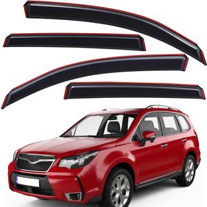 Lightronic Extra Durable Clip-on in-Channel Auto Vent Window Visor, Fits 2014-2018 Subaru Forester, UV Protection Rain Guard, Original Wind Deflector, No-Drill Easy Install, Dark Smoke, 4-Pcs