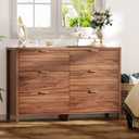 Fluted Dresser for Bedroom with 6 Drawers, 47.2" Modern Chest of Drawers, Dresser TV Stand, Wood Drawer Organizer for Living Room, Hallway, Walnut