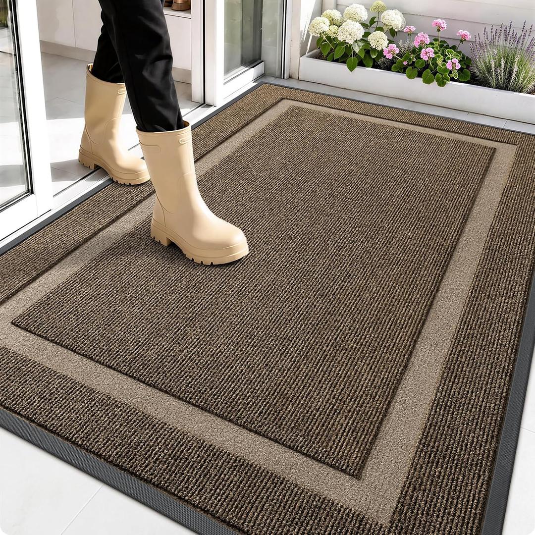 OLANLY Front Door Mat Outside 59x34, All-Season Heavy-Duty Rubber Doormat
