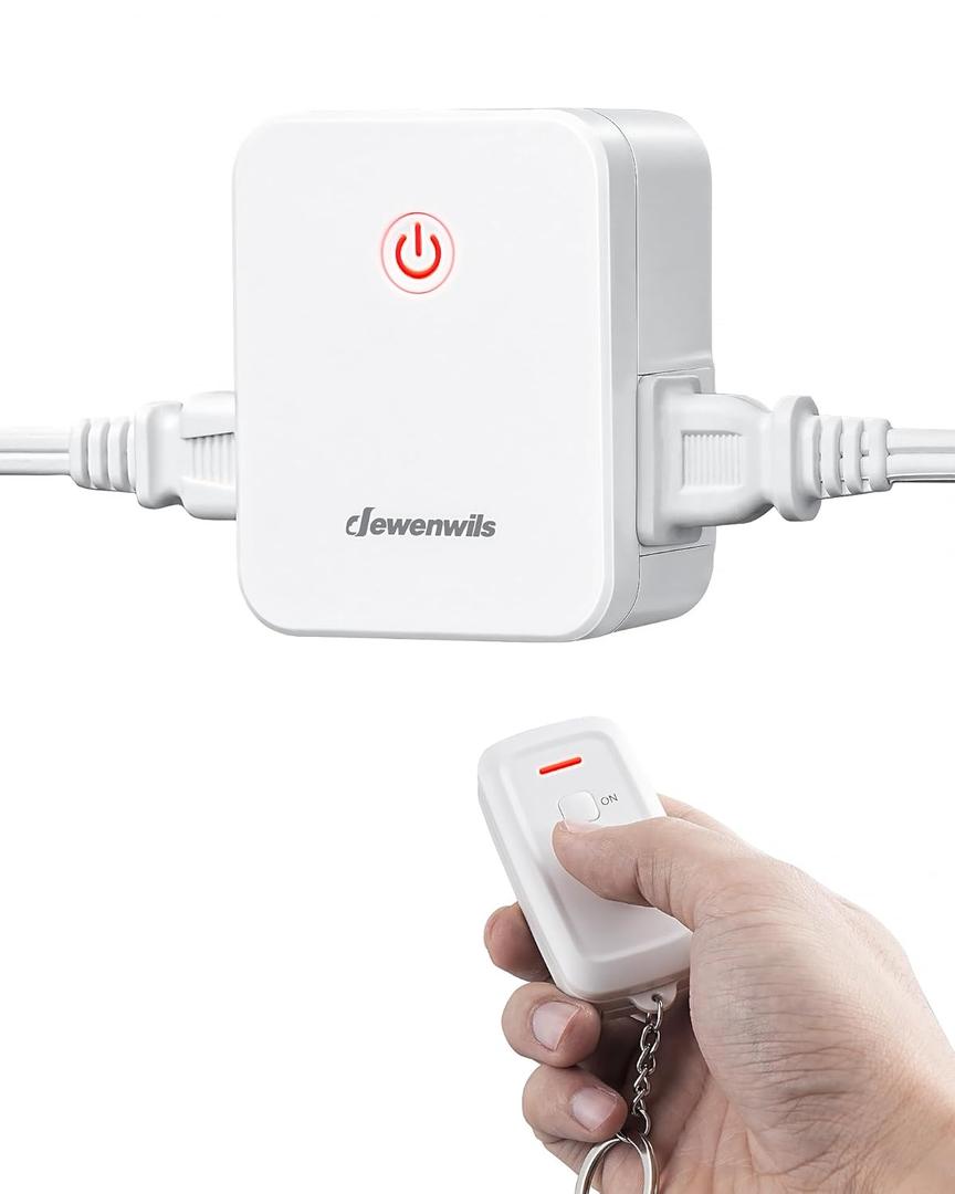 DEWENWILS Indoor Remote Control Outlet, Wireless Remote Light Switch with 2 Side Outlets, No Interference Remote Outlet Switch for Christmas Light, No Wiring, 15A/1875W, 100FT RF Range