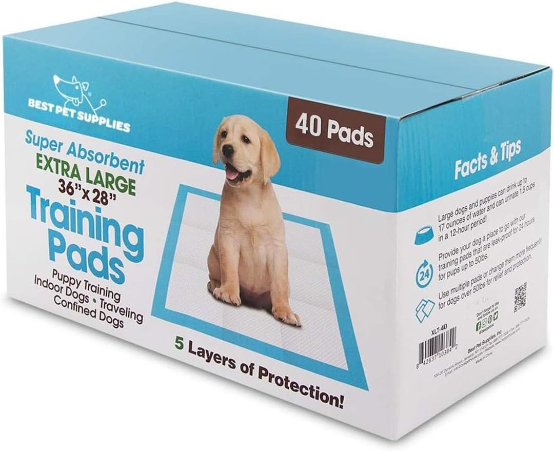 Best Pet Supplies XL Puppy Pads 40 Count - Super Absorbent Dog Training Pads, Quick-Dry, Odor Control, Disposable Pee Pads, Leak-Proof Wee Wee Pads for Indoor Dogs  Baby Blue XL, 40 Pack