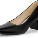 IDIFU Women's Pumps Closed Toe Low Chunky Block Heels Dress Shoes for Women Office Work Business Wedding Prom Shoes Trendy Comfortable Pointed Toe Short Thick Heels Pumps, 7.5, Black