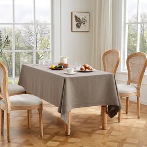 ZeeMart Basic Linen Textured Table Cloth, 60 x 104 Inch Cocoa Brown, Farmhouse Style Brown Rectangle Tablecloth, Wrinkle Resistant Washable Heavy Weight TableCloths