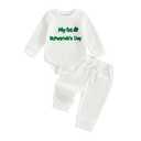 Douhoow Baby Boy St Patricks Day Outfit Infant Boy Girl My 1st St Patricks Embroidered Baby Sweatshirt Romper Pants Set (White, 0-3 Months)