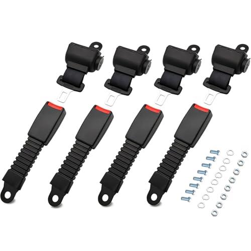 HOOTO Golf Cart Seat Belts(4 Pack), Universal Golf Cart Seat Belt Kit for Yamaha Club Car EZGO Go-Kart ATV UTV, 42" Retractable Club Car Seat Belts (Without Mounting Bar) Black