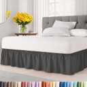 Wrap Around Dust Ruffle Bed Skirt - Charcoal - for King Size Beds w/ 12 Inch Drop - Easy Fit Elastic Strap - Adjustable Pleated Bedskirt w/Brushed Fabric - Wrinkle Free - for Women, Men, Kids & Teens