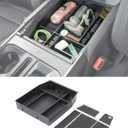 Savadicar Center Console Organizer Compatible with 2015-2025 Ford F150 (Not Fits 40/20/40 Jump Seat Console), ABS Armrest Insert Storage Tray With Liner Pad, Interior Accessories, Black