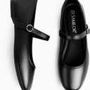 Mary Jane Shoes Women FlatsSquare Toe Black Flats - Ballet Flats for Women - Comfortable Ankle Strap Flats