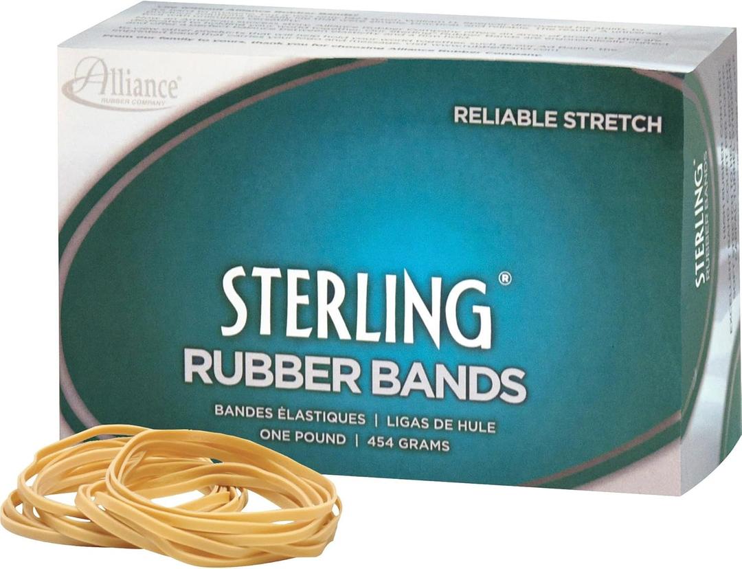 Alliance Rubber 24645 Sterling Rubber Bands Size #64, 1 lb Box Contains Approx. 425 Bands (3 1/2 x 1/4-Inches, Natural Crepe) Beige