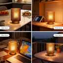 ULAROOM Battery Operated Lamp,Cordless Glass Accent Table Lamp with Timer for Bedside,Small Decorative Lamp with Warm White LED Bulb for Nightstand/Bookshelf/Entryway/Tabletop Counter Decor(Amber)