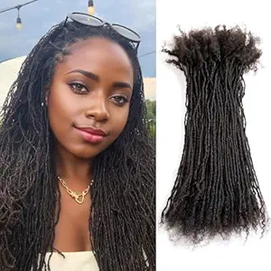 DAIXI Handmade Interlocking Sisterlocks Curly Tips 100% Real Human Hair Permanent Micro Locs Extensions Natural Looking Soft Dreadlocks Can Be Bleached and Dyed (613# - 0.2cm, 8 Inch 60 Strands)