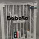 BABELIO 29-48" Extra Wide Baby Gate with Cat Door,Auto Close Metal Pet Door for Stairs, Doorways, House, Pressure/Hardware Mounted, Easy Walk Thru, White