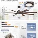 72 Inch Ceiling Fans with Lights, Brown Farmhouse Ceiling Fan with Light, large LED Panel, Quiet Reversible DC Motor, 6-Speeds, 3CCT, large Ceiling Fans with Remote for Patio, Living Room, Garage