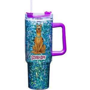 Spoontiques Scooby Doo 40oz Acrylic Travel Mug  Double Wall Acrylic with Sliding Lock Travel Lid and Straw  11" Tall