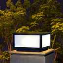 Outdoor Modern Post Light, LED Fence Deck Cap Light High Voltage Wired Lantern Column Lamp for Flat Surface Patio Garden Decoration with IP54 (High Voltage Wired, 10 X 10 Inch) (10 X 10*7.8 Inch)