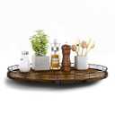 AMH 18-Inch Farmhouse Oak Lazy Susan Organizer, Walnut Finish