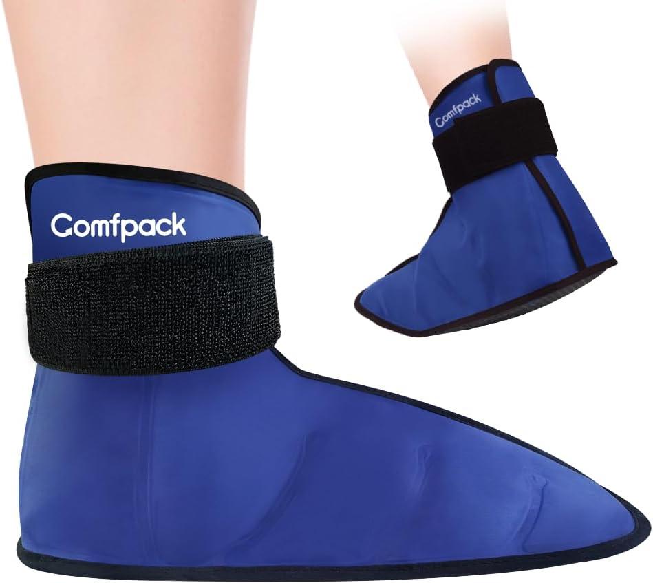 Foot Ice Pack Wrap for Plantar Fasciitis, Hot Cold Therapy Gel Ankle Ice Pack Wrap Ice Boot for Foot After Surgery, Plantar Fasciitis, Achilles Tendonitis, Foot Pain, Swelling, Heel Pain (L Navy Blue)