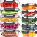 Skroam 10-Pack Glass Meal Prep Containers, Food Storage Containers with Snap Locking Lids, Airtight Bento Boxes for Microwave, Oven, Freezer and Dishwasher