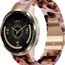 18mm Resin Band for Garmin Venu 3S / Venu 2S / Vivoactive 4S / Vivomove 3S, Lightweight Elegant Quick-Release Wristband Strap for Garmin Venu 4 41mm / Forerunner 265s / 255s (Tortoise Stone Flower)