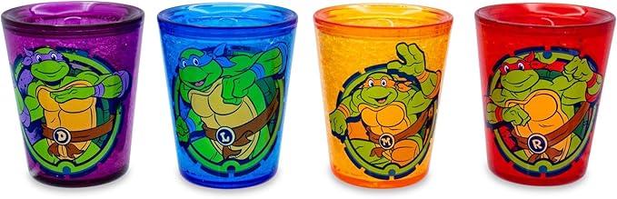 Teenage Mutant Ninja Turtles Cowabunga 1.5-Ounce Plastic Freeze Gel Mini Cups, Set of 4 | Insulated Cooling Drinkware Chiller