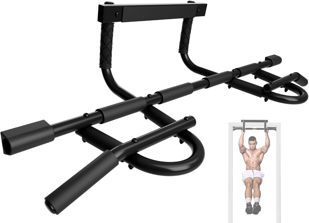 Yes4All Heavy Duty Wall Mounted Pull Up Bar, Over Door Pull Up Bar for Doorway, Multi Grip Chin Up Bar, Sturdy Strength Training Bars & Durable Gym Bar for Home Exercise