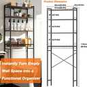 Over The Toilet Storage Rack 4-Tier Freestanding Bathroom Organizer Shelf Over Toilet with Adjustable Shelf & Basket, Space-Saving for Small Spaces, Rustic Brown