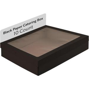 Restaurantware Cater Tek 17.9 x 12.3 x 3.2 Inch Baked Goods Boxes 10 Greaseproof Pastry Boxes - Window Lids Insert Tab Lock Black Paper Catering Boxes Easy Assembly For Charcuterie Or Cupcakes