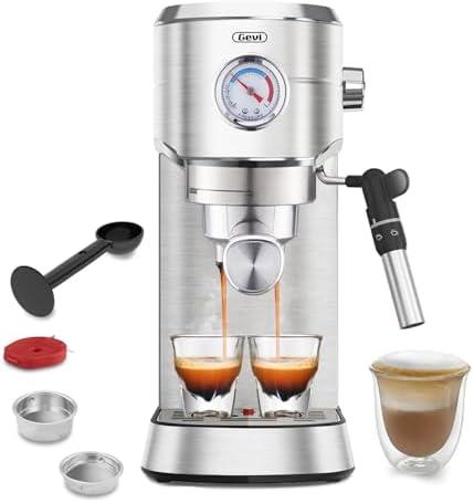 Gevi Espresso Expresso Machine 20 Bar with Auto Milk Frother, Professional Espresso Maker with Steam Wand, Compact Stainless Steel Cappuccino & Latte Machine, Gift for Coffee Lover, Home Baristas