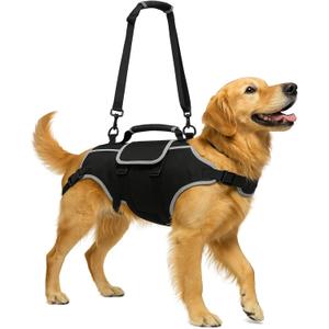 Full Body Dog Lift Harness - Help Large Dogs Up Adjustable Mobility Support Aid for Injured or Senior Dog and Dogs Hind Leg, Black XL