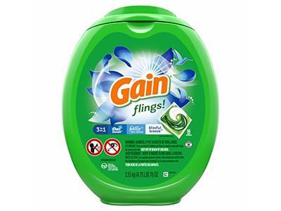 Gain flings! Liquid Laundry Detergent Pacs, Blissful Breeze, 96 Count, 4pk