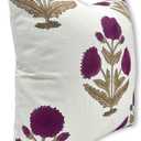Handmade Boho Floral Block Print 18x18 Inch Thick Cotton White Pillow Cover with Zipper Decorative Cushion Case for Sofa, Couch, Living Room, Bedroom, Farmhouse & Outdoor (Wine-Badshah)