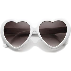 ZeroUV Oversized Heart Shaped Sunglasses UV400 Cute Trendy Love Fashion Eyewear for Women 52mm (White)