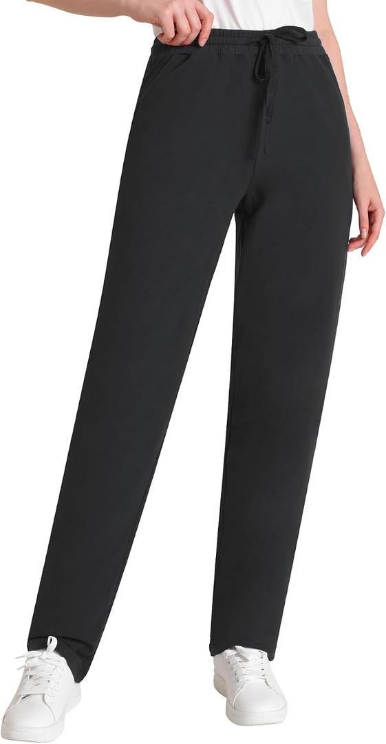 Weintee Women's 36" Inseam Tall Cotton Sweatpants Long Length (Black, S)