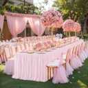 6 Pack Pink Table Cloth Tulle Tutu Table Skirt for 6 Foot Rectangle Tables, 72" x 30"