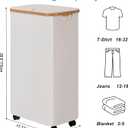 efluky Slim Laundry Hamper with Wheels, Narrow Laundry Basket with Lid and Removable Bag, Aesthetic Dirty Clothes Hamper on Wheels for Laundry Room, Bedroom, Dorm and Bathroom, 75L Beige