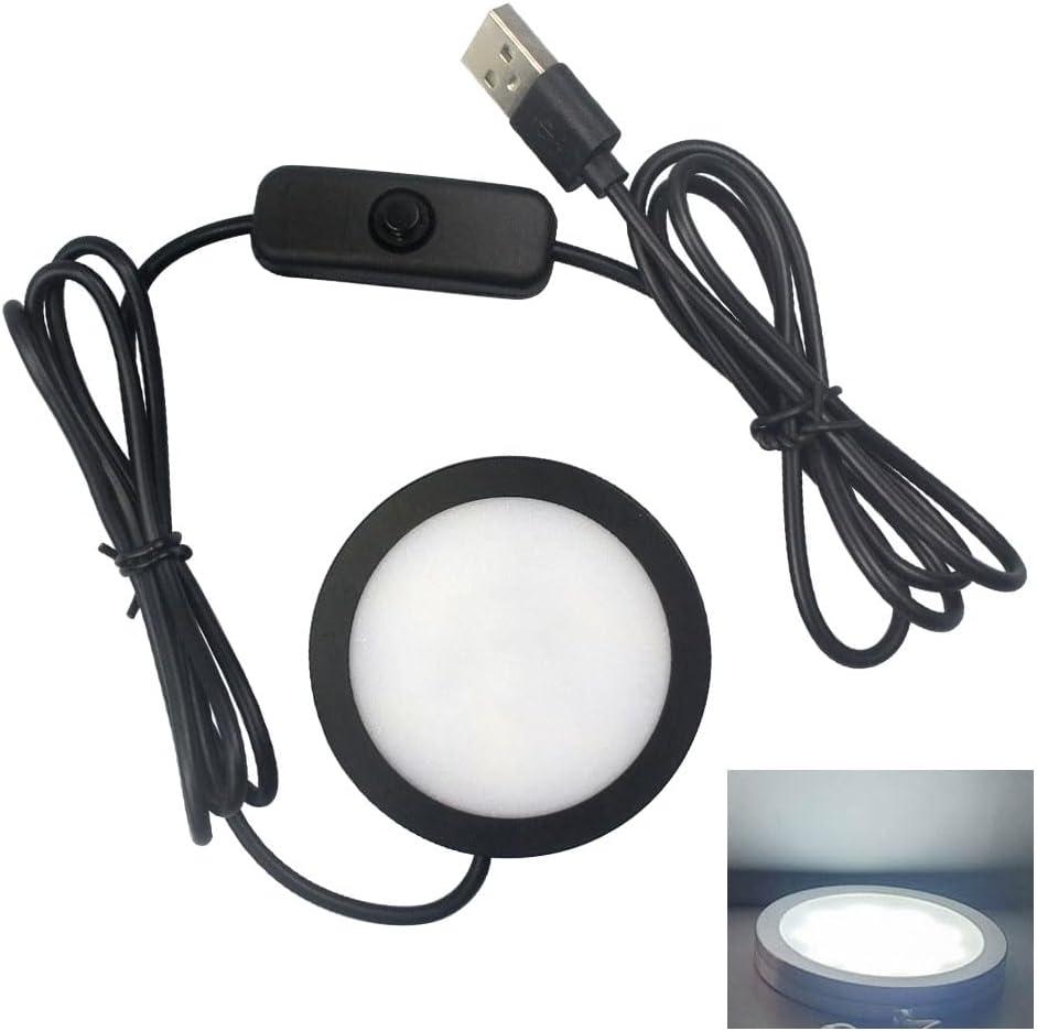 LED Spotlight with Switch Indoor Mini Ultra-Thin 5V USB 3M Adhesive Sticker Surface Mounted Under Counter Lighting Wine Showcase Model Display Lamp Campus Black Desk Lighting (Cold White 6000K)