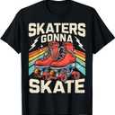 Roller Skating Funny Skaters Gonna Skate Retro 70s 80s Girls T-Shirt Size XL